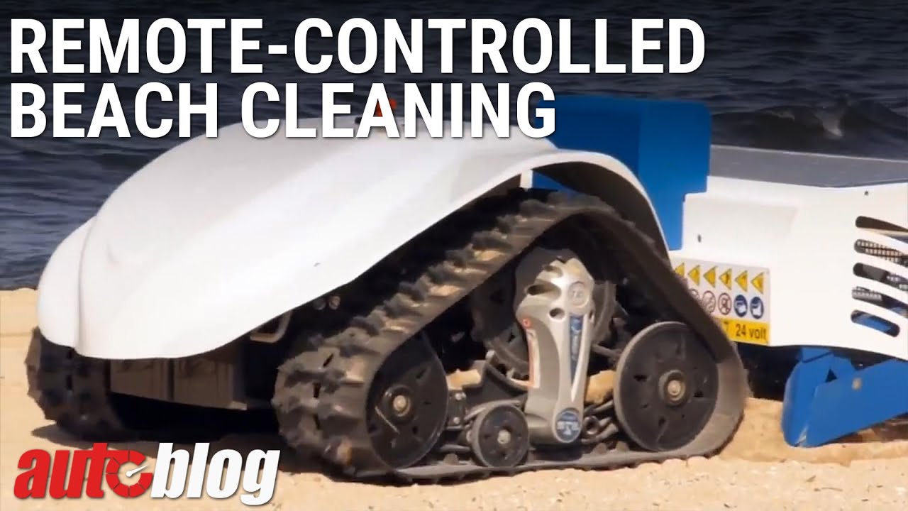 Remote-controlled beach cleaning mini tank