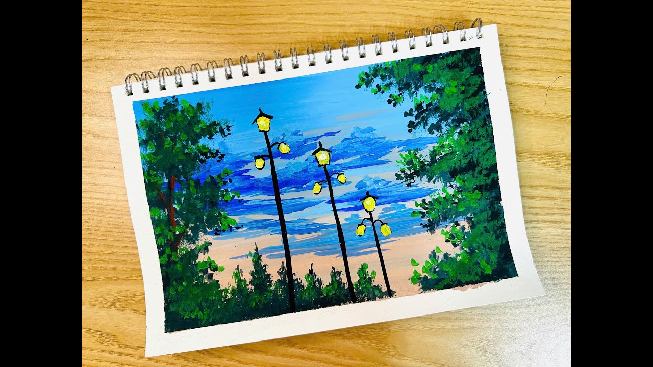 Cỏ Art / Gouache painting / Landscape painting / vẽ tranh phong cảnh bằng màu Gouache