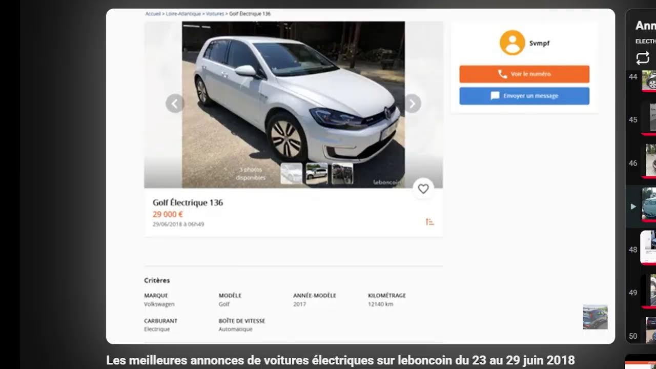 Les annonces leboncoin de voitures électriques depuis 2017