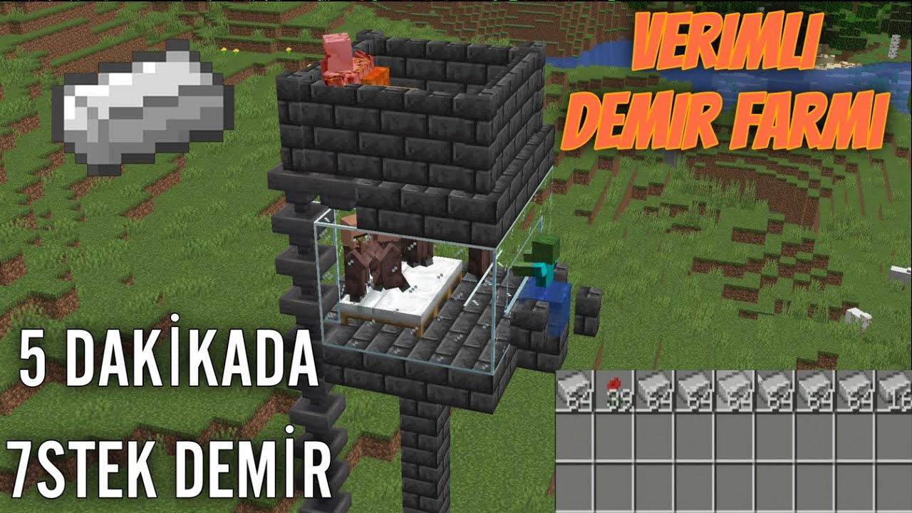 Minecraftın En Verimli Demir Farmı!(5 Dakikada 7 Stek Demir)