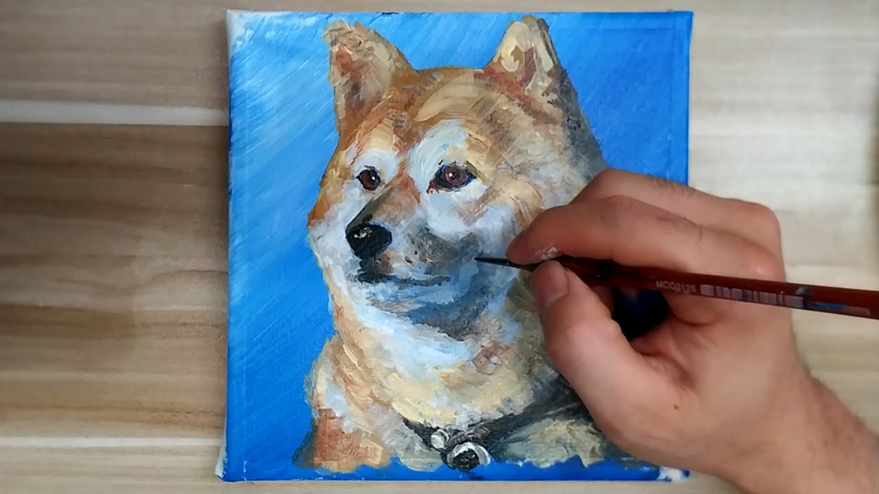 Acrylic painting /shiba inu / How to paint cute dog /Easy painting Tutorial #145