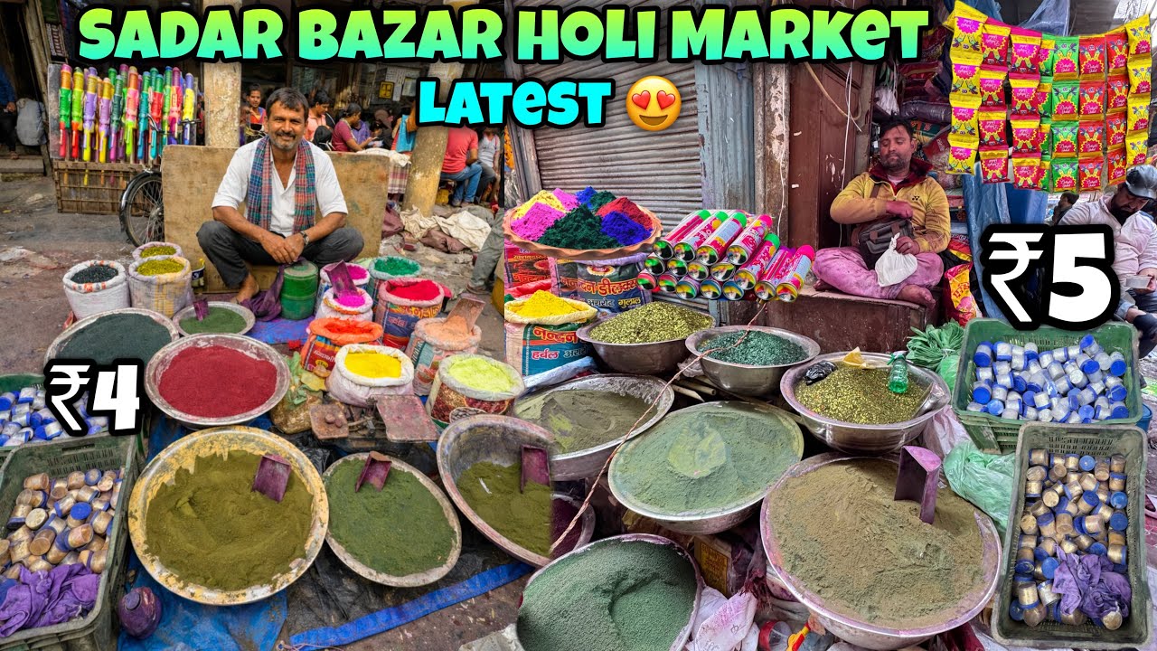 Cheapest Holi Market in Delhi 😱 | Sadar Bazar Holi Shopping 2026 | Colours ₹10 से 🤯