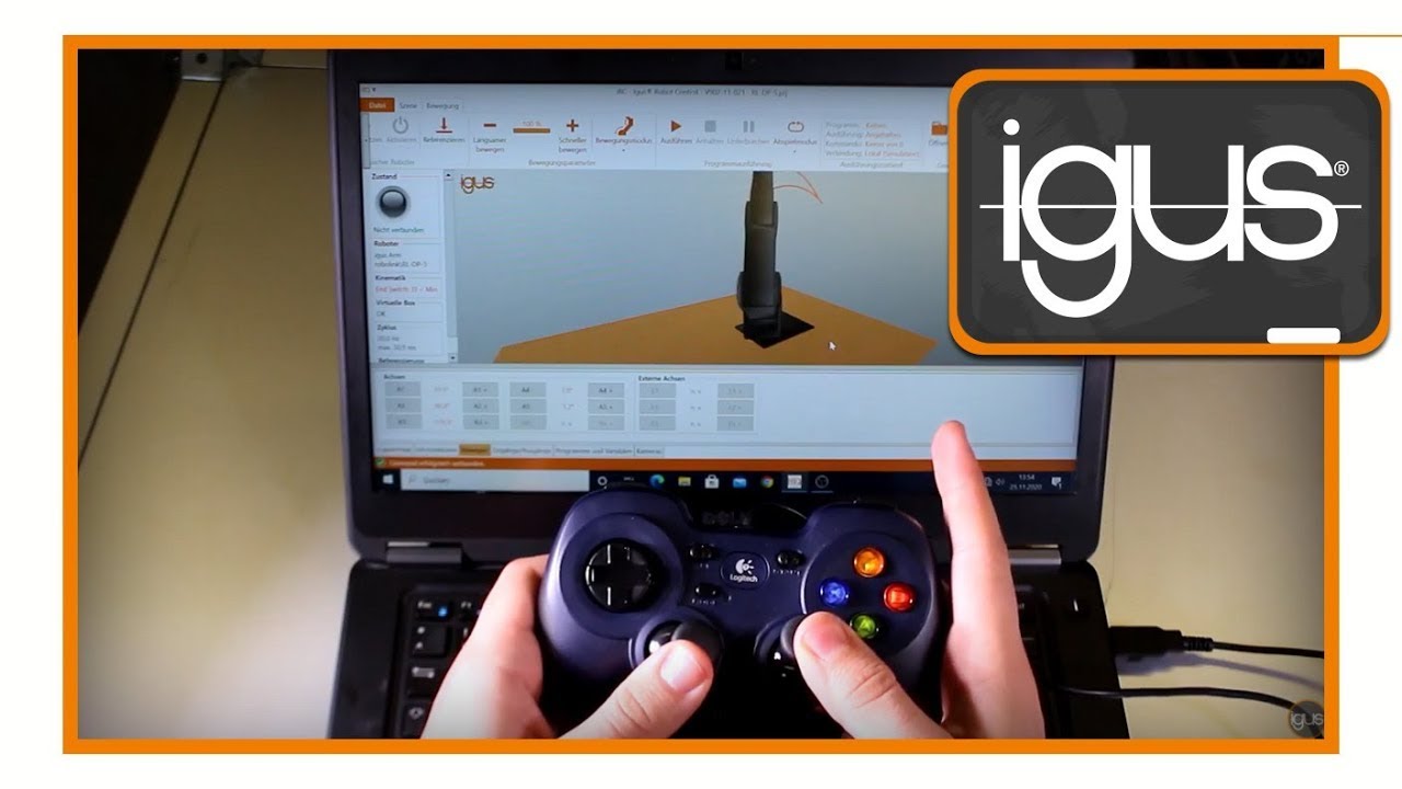 Tutorial: igus Robot Control mit Controller verbinden | Roboter mit Gamepad steuern