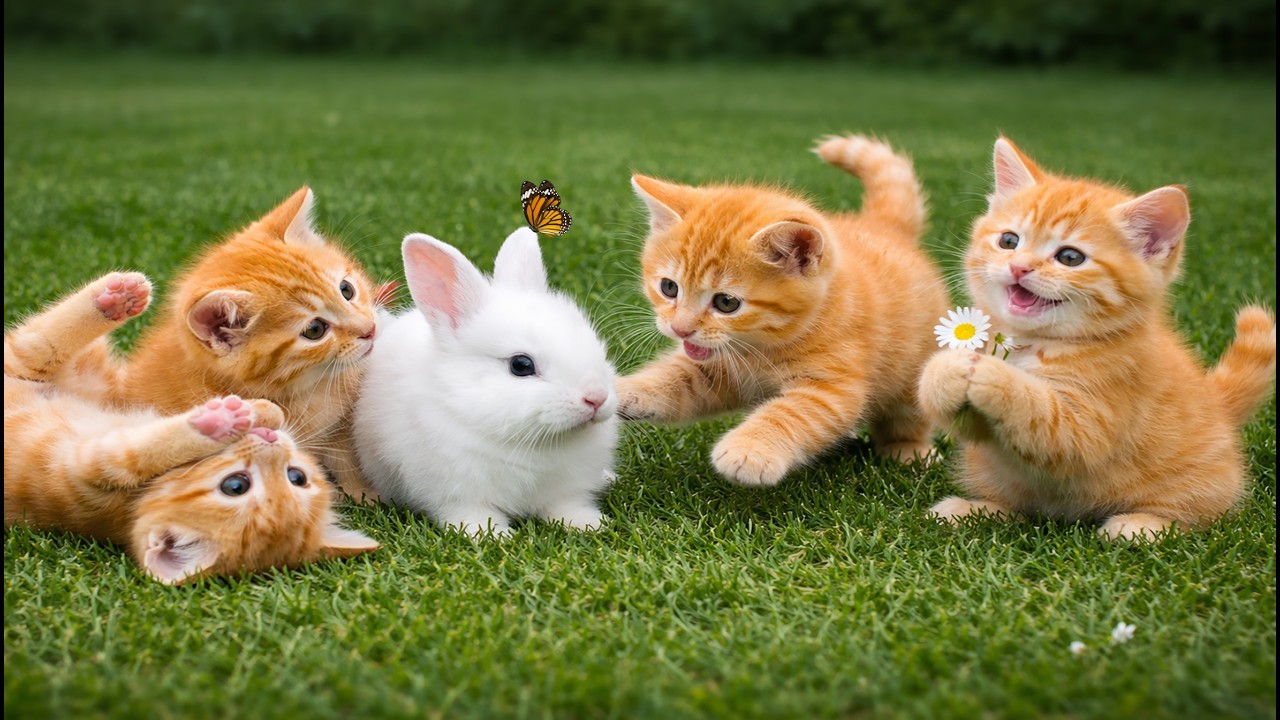 🐱✨ Playful Little Kittens on Green Grass | Cute Cat Sounds & Adorable Moments