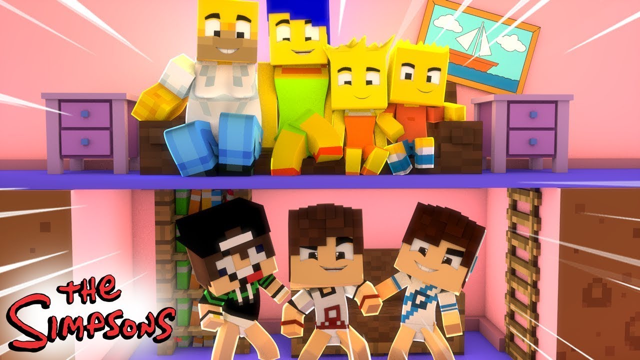 OS BEB&Ecirc;S FIZERAM UMA CASA CAMUFLADA NA CASA DOS SIMPSONS!!! - MINECRAFT