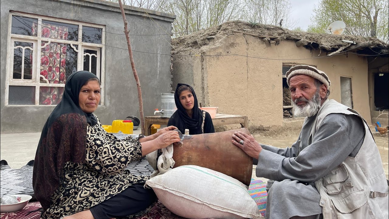 AFGHANISTAN Village Lifestyle | Traditional Way making butter.