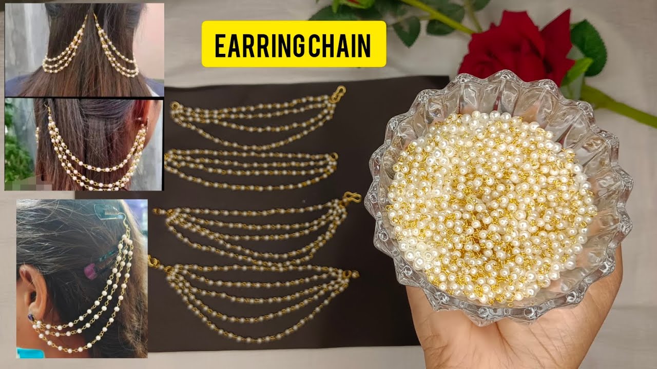 How to make earring tana /Diy earring chain /4layer chain /handmade jewellery/bridal earring