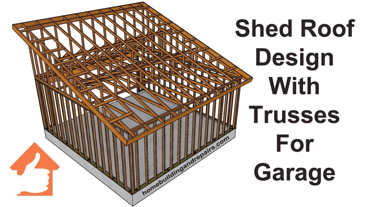 Shed Roof Using Engineered Trusses for Two-Car Garage - Design and Building Ideas