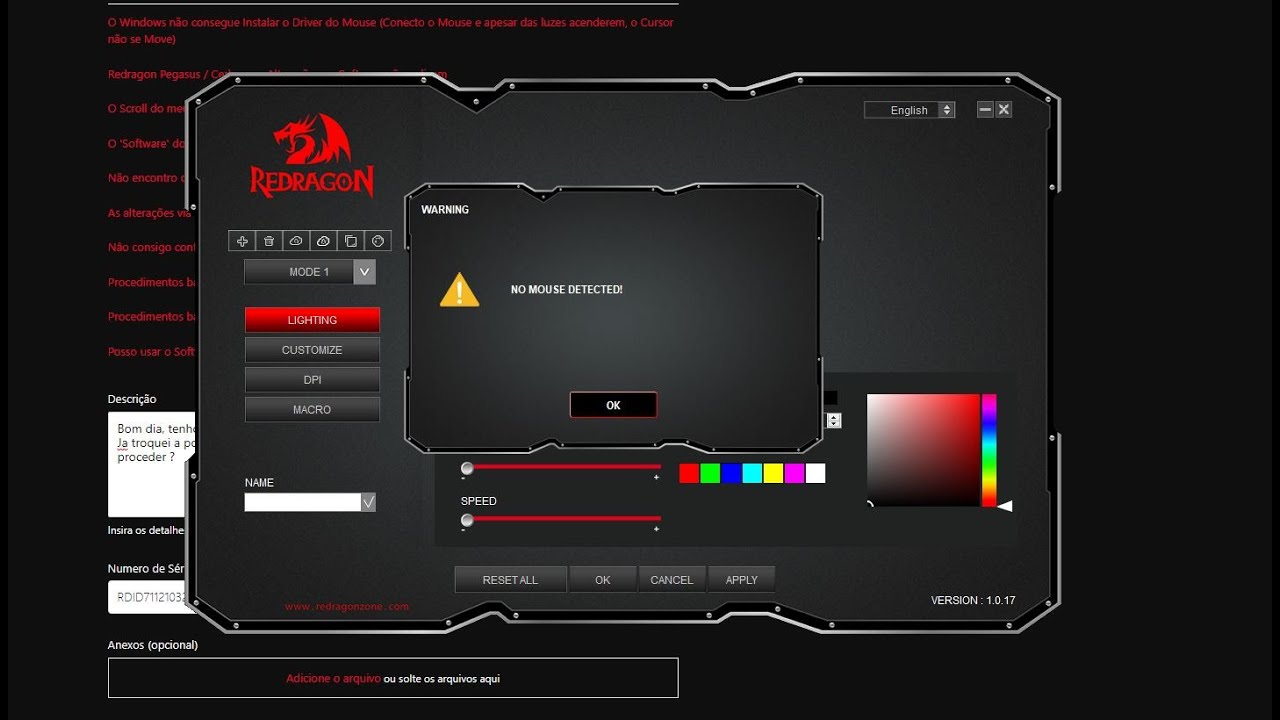 Erro Mouse Redragon 
