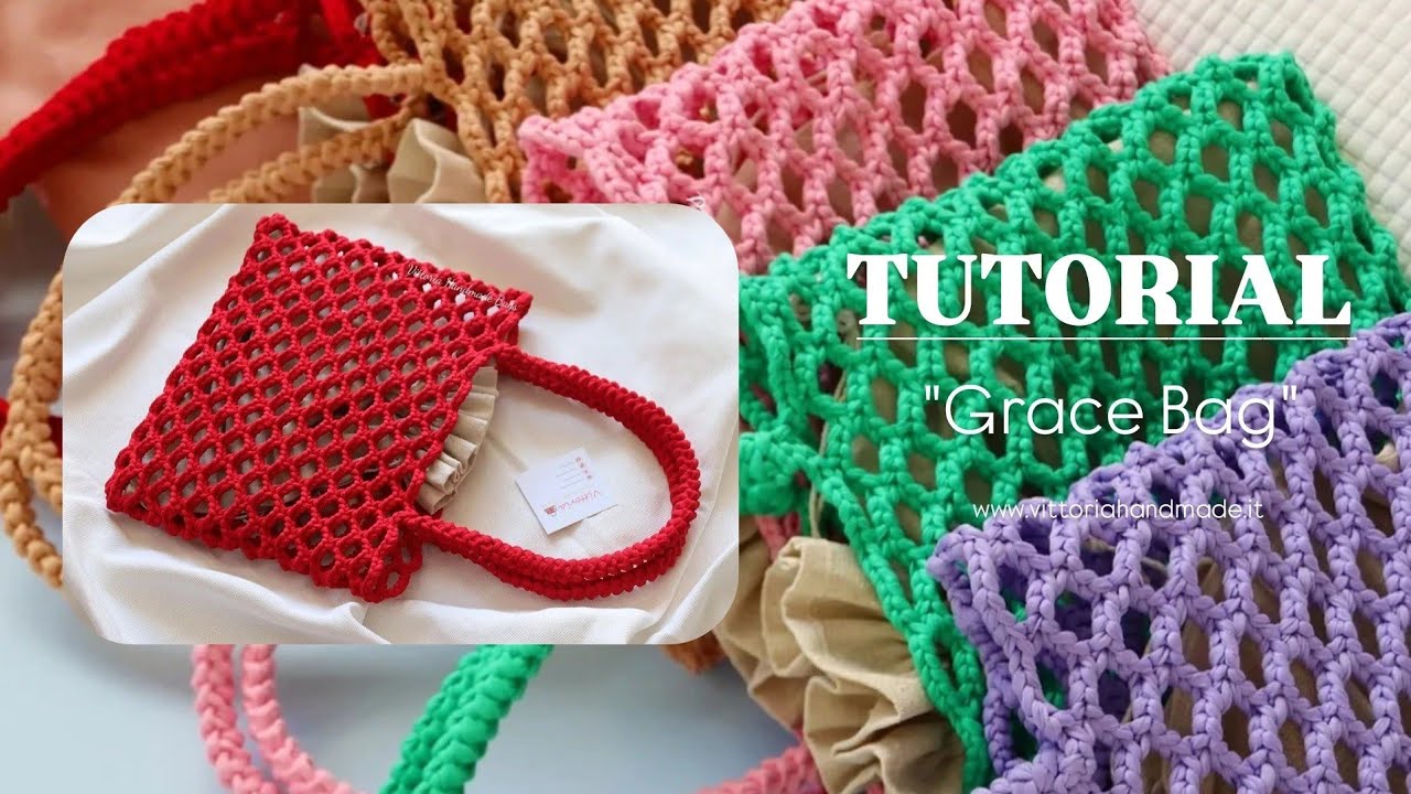 TUTORIAL BORSA A RETE UNCINETTO/ BORSA IN FETTUCCIA/TUTORIAL BOLSO RED EN CROCHET/CROCHET BAGS