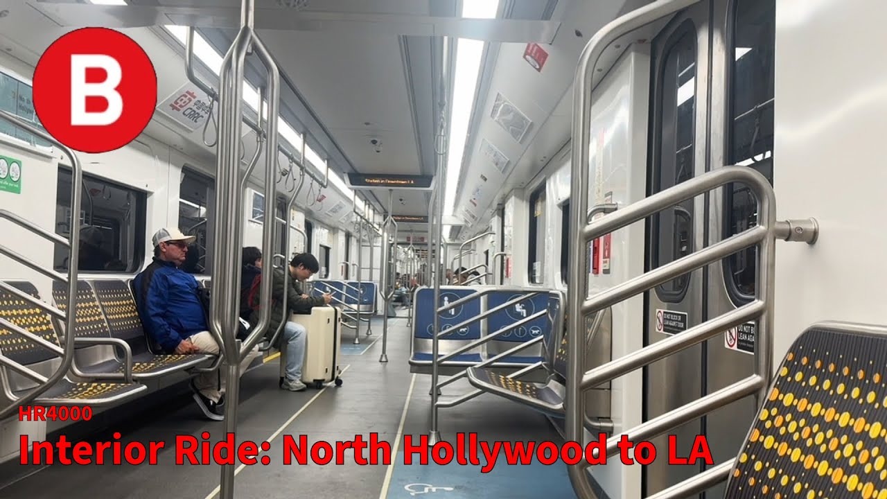 Los Angeles Metro B Line Interior HR4000 Subway Ride: North Hollywood to Union Station
