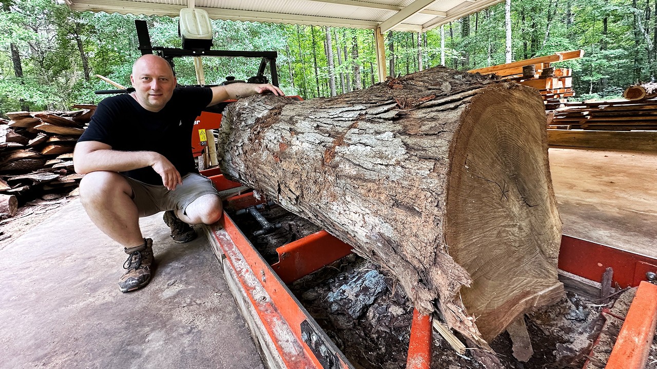 I Bought a WoodMizer LX55 Sawmill. Milling White Oak Log into Gorgeous Slabs!
