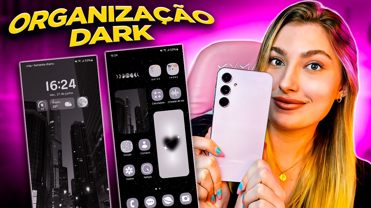 ORGANIZAÇÃO DARK NO MEU NOVO CELULAR *Galaxy A55 *
