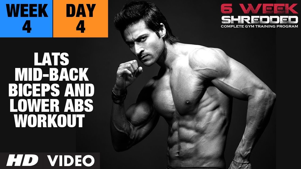 Week 4: Day 4 - Lats, Mid-Back, Biceps and Lower Abs Workout | Guru Mann 6 Week Shredded Program