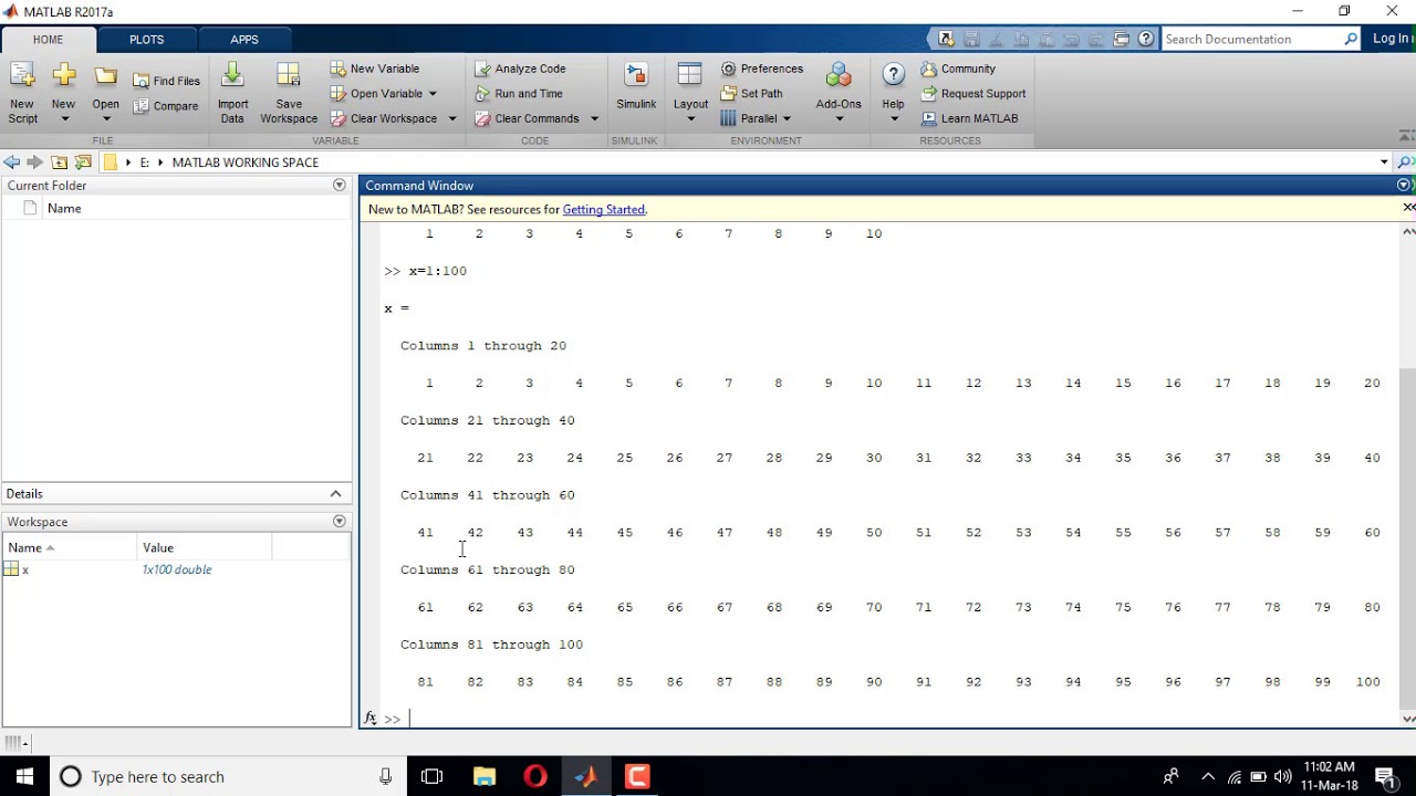 Tutorial 5, Declearing Array in Matlab