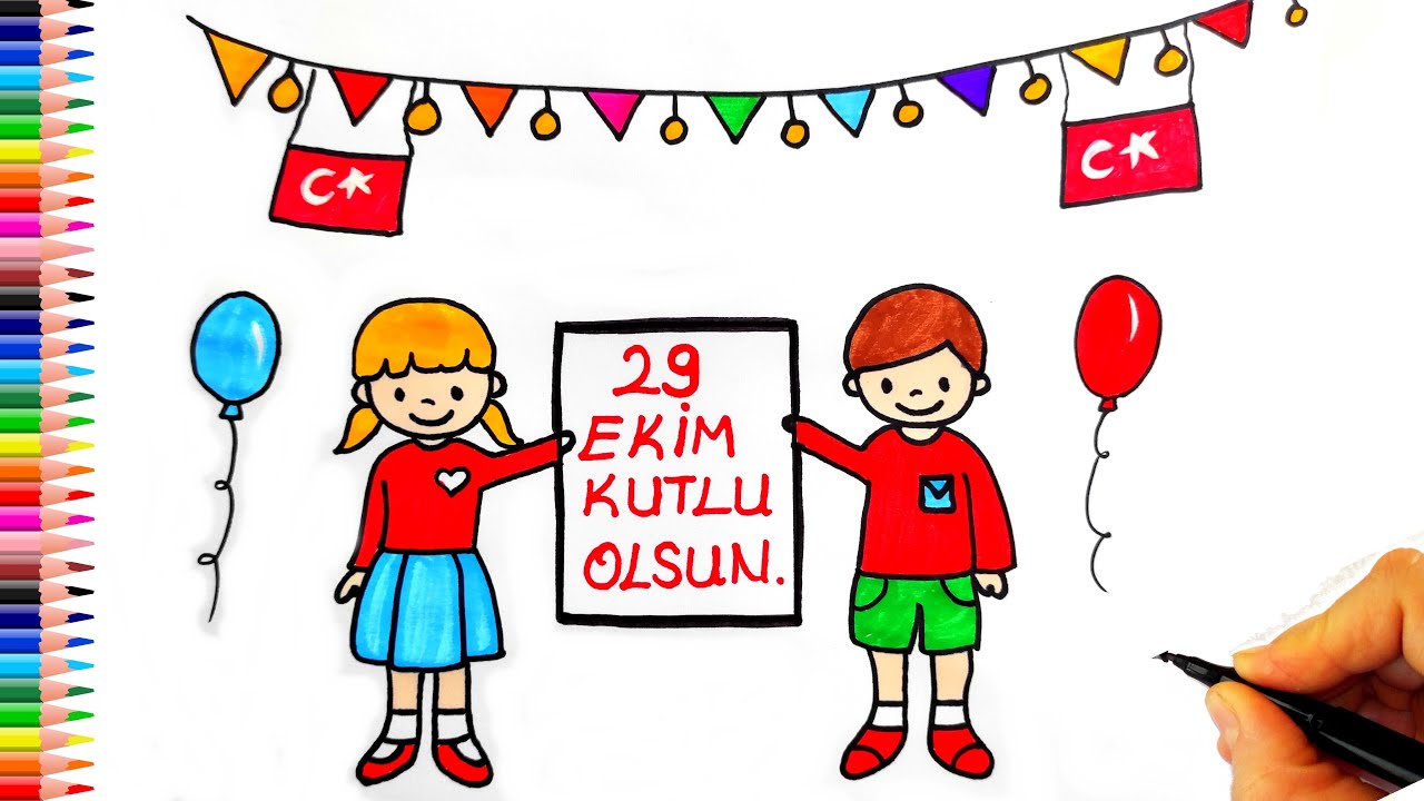 29 EKİM CUMHURİYET BAYRAMI RESMİ ÇİZİMİ - KOLAY ÇİZİMLER - CUMHURİYET BAYRAMI RESMİ ÇİZİMİ