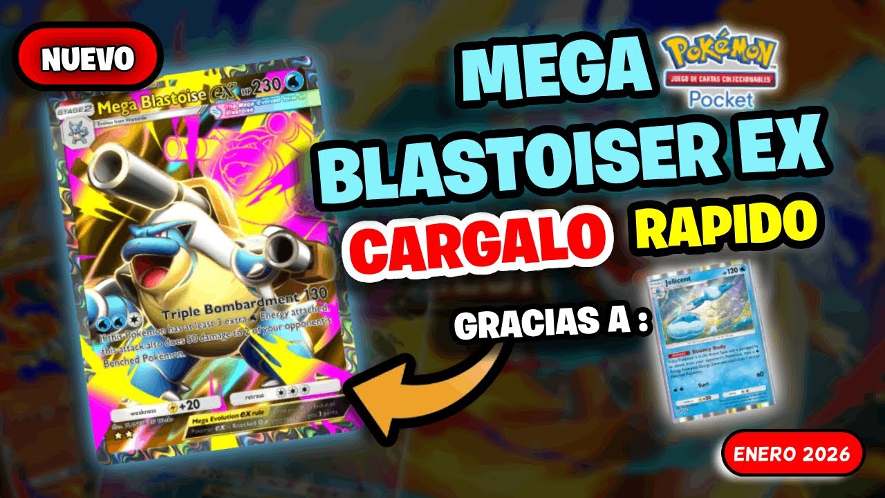 💧 Mega Blastoise EX en Pokémon TCG Pocket (B1a) | ¿Se puede CARGAR RÁPIDO con Jellicent?