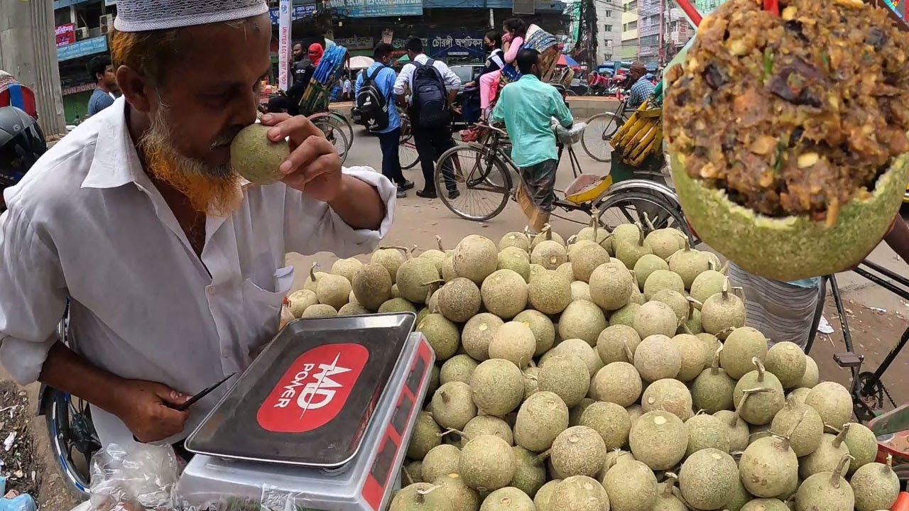 Mouth watering Very Tasty Masala Bel! This Old Man Sells Extremely Yummy Wood apple Special! Bd Food