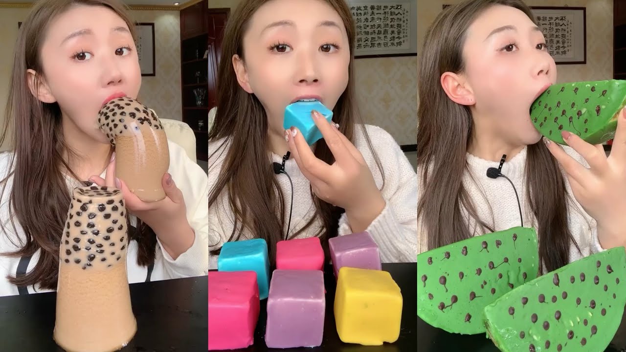 ASMR MOST POPULAR FOODS EATING CHOCOLATE BIG MOCHI , CHOCOLATE FRUITS , BUUBLE TEA JELLY CHEWYSOUNDS