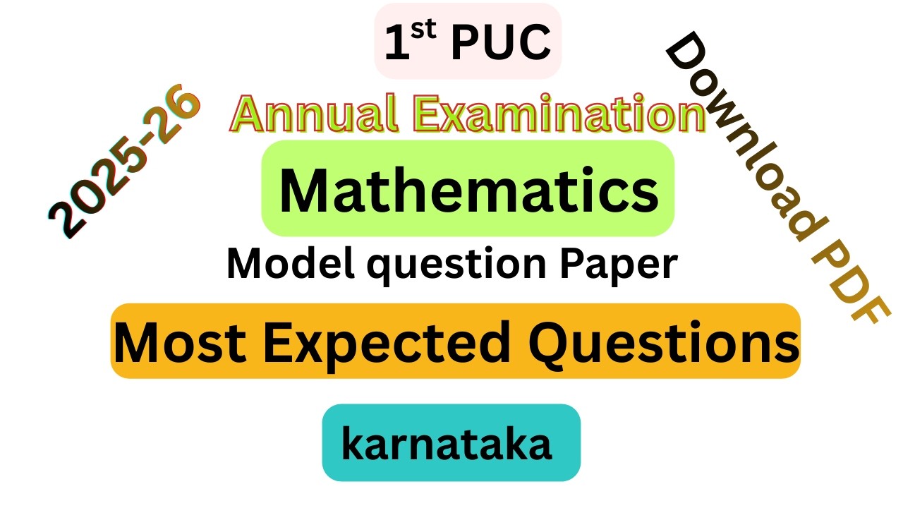 Download Mathematics 1st PUC Model Question Paper 2025-26 | Annual Exam Most Expected Questions 2026