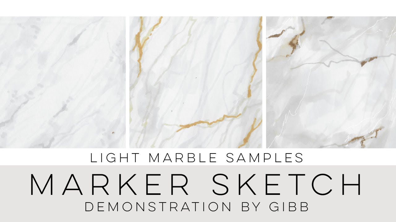How to sketch light colored marble finishes for interior design using markers