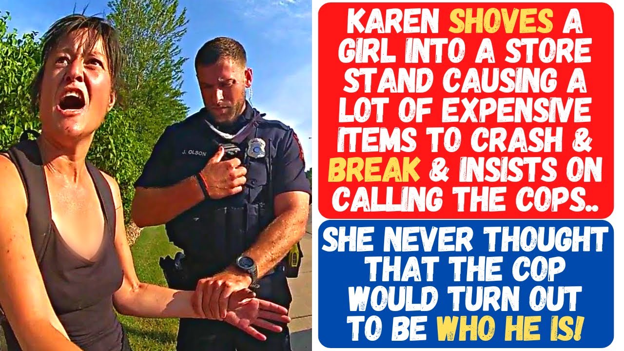 KAREN SHOVES A GIRL AT STORE INTO A STAND FILLED WITH EXPENSIVE ITEMS! IT ENDS HORRIBLY FOR HER!!!