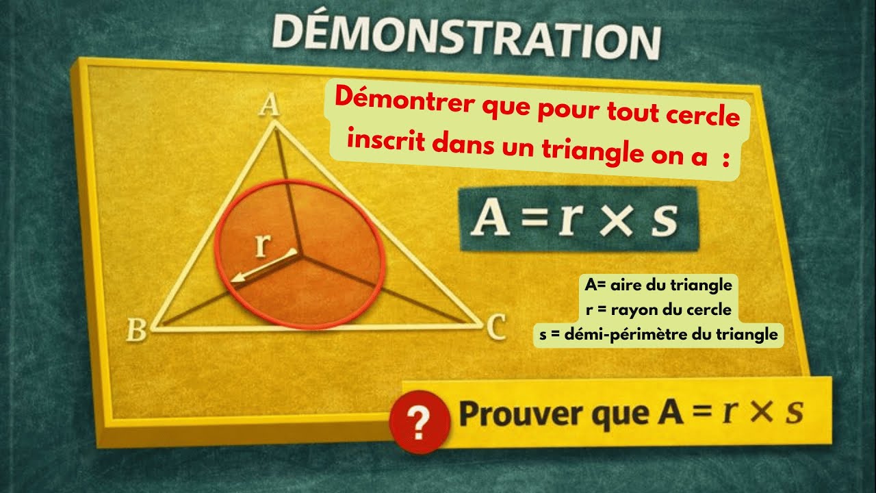 Démontrer que A = r × s | Aire d’un triangle et cercle inscrit (Démonstration complète)