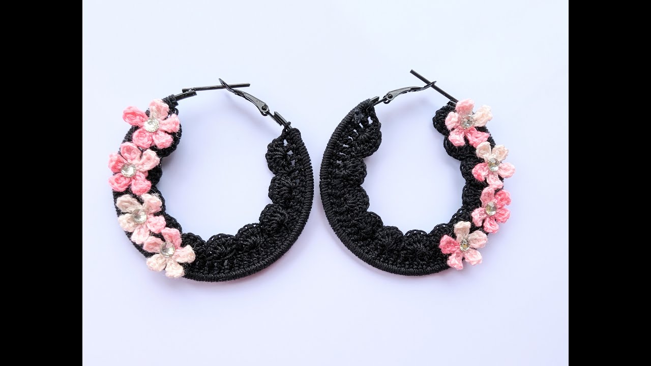 Beautiful handmade crochet hoop earring tutorial