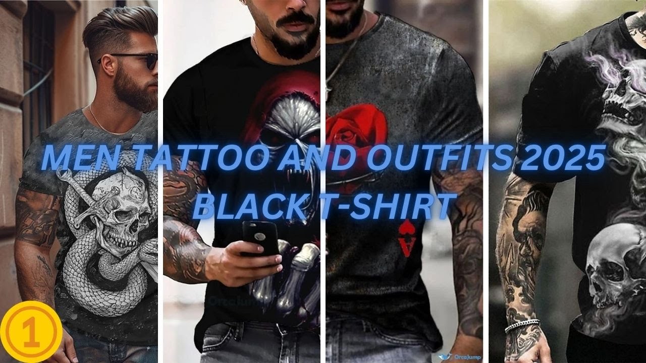 men tattoo and outfits Black T-shirt Men's Fashion