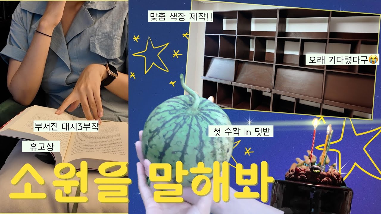 일상&독서 VLOG | 학수고대 주문제작 책장📦 도착 | 첫 수확의 기쁨?? 수박 🍉 | 간절한 나의 소원🙏