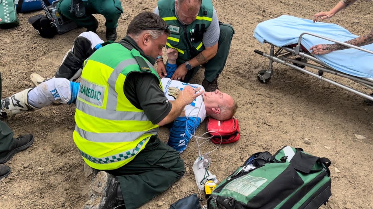 50 Year Old Man Brakes His Back Racing Motocross !! Crash !!