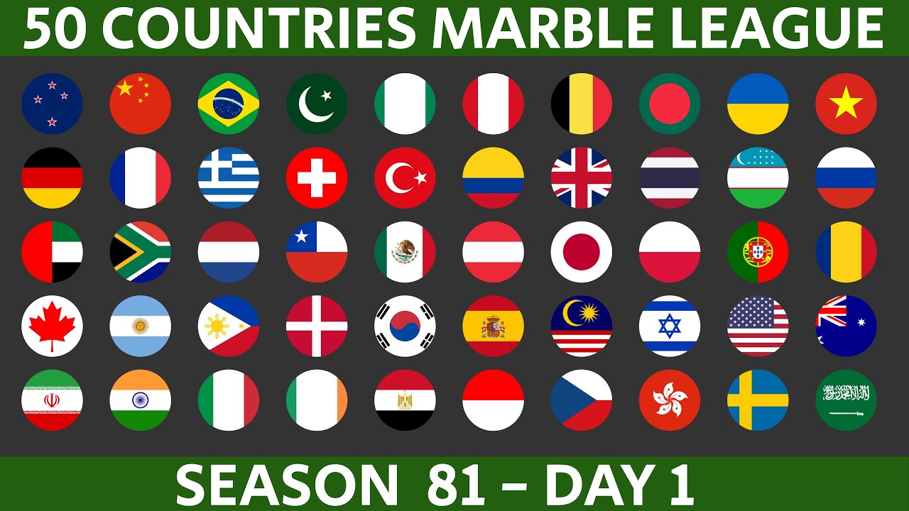 50 Countries Marble Race League Season 81 Day 1/10 Marble Race in Algodoo