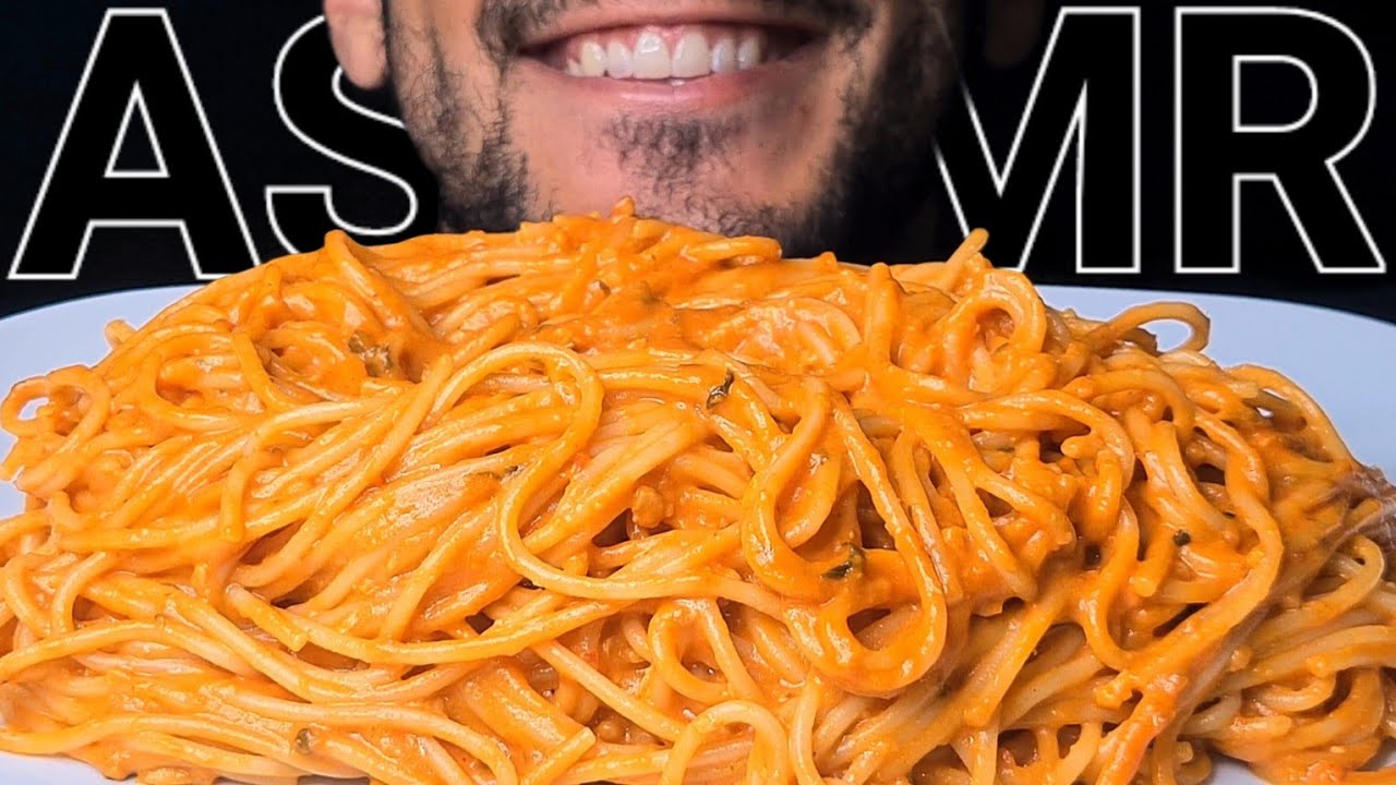 ASMR SPAGHETTI PESTO ROSSO PASTA (EATING SOUNDS) NO TALKING MUKBANG