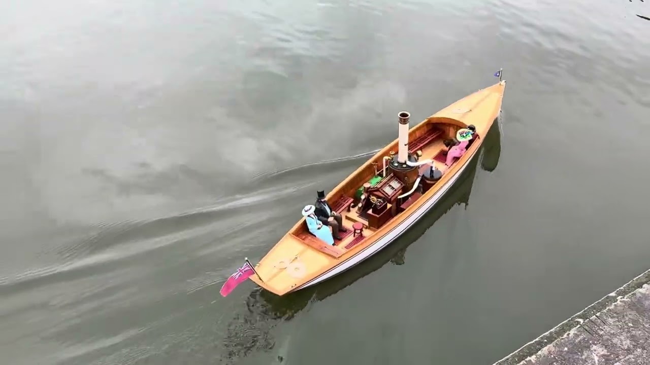 Edwardian Period Steam Launch Sailing At Bury Metro Lido 