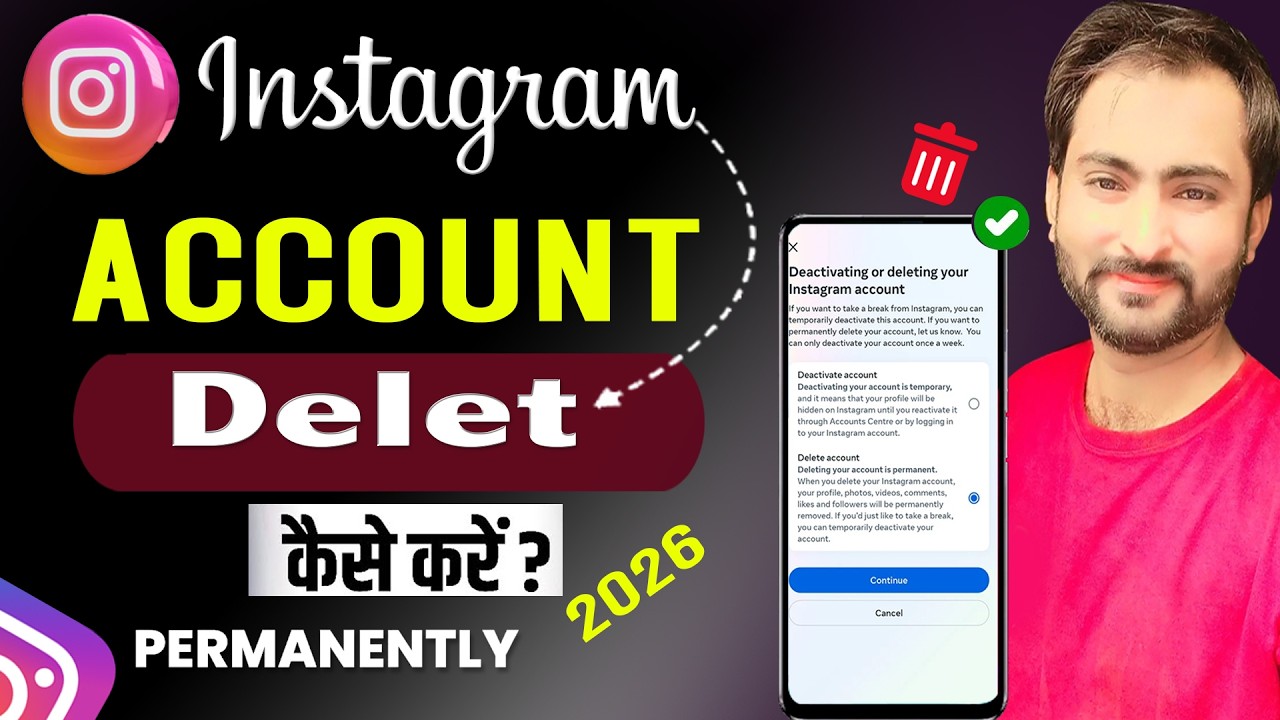 4 Simple Steps to Permanently Delete Instagram Account | how to delete instagram account