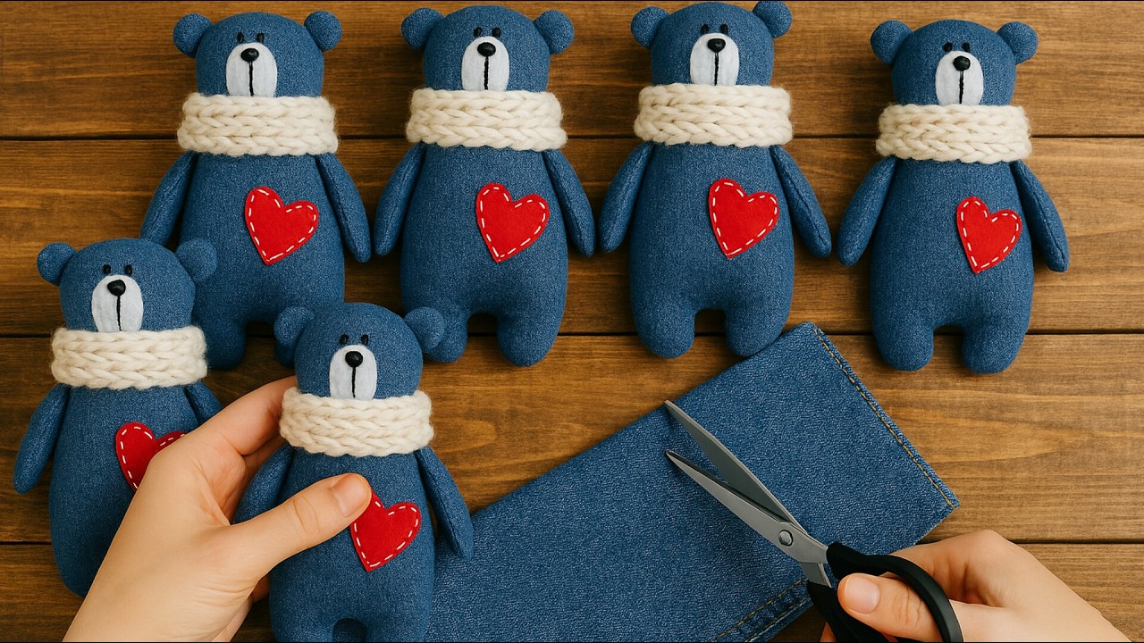You Won’t Believe This Teddy Bear Is Made from Old Jeans! 🧸♻️