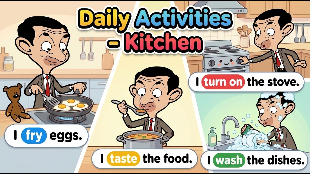 Daily English in the Kitchen 🏠  Speak English with Easy Sentences A1