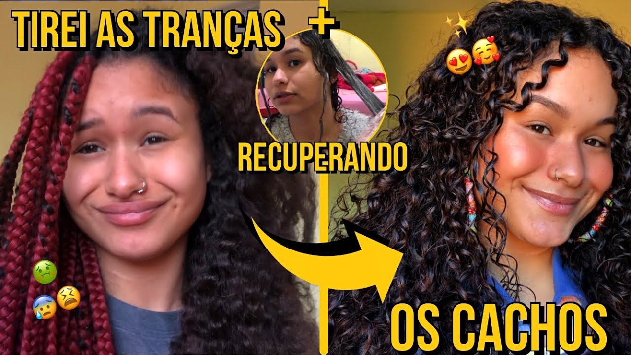 TIREI AS TRANÇAS BOX BRAIDS + RECUPERANDO O CABELO em CASA