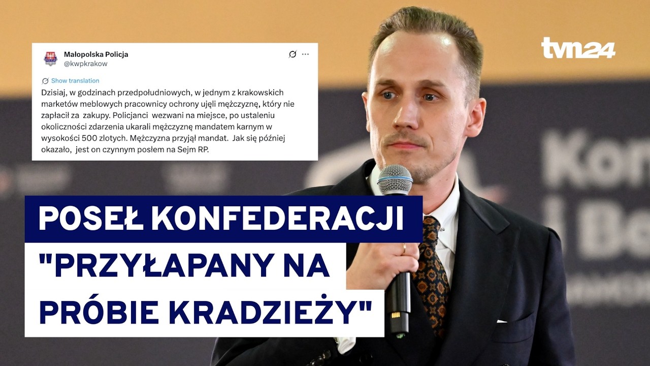 Poseł Konfederacji zatrzymany w sklepie, bo wyszedł bez płacenia. "Głupi błąd" @tvn24