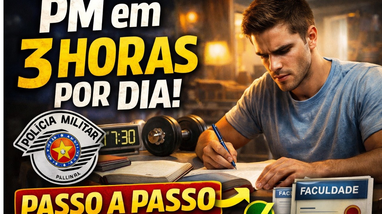 COMO PASSAR NA PM ESTUDANDO APENAS 3 HORAS POR DIA PASSO A PASSO