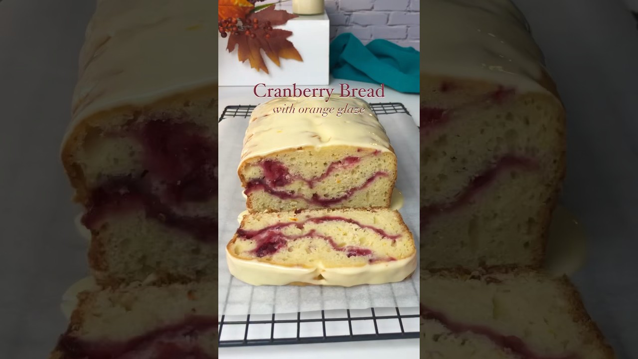 Cranberry Bread w/orange glaze #cranberries  #halloweenwithshorts