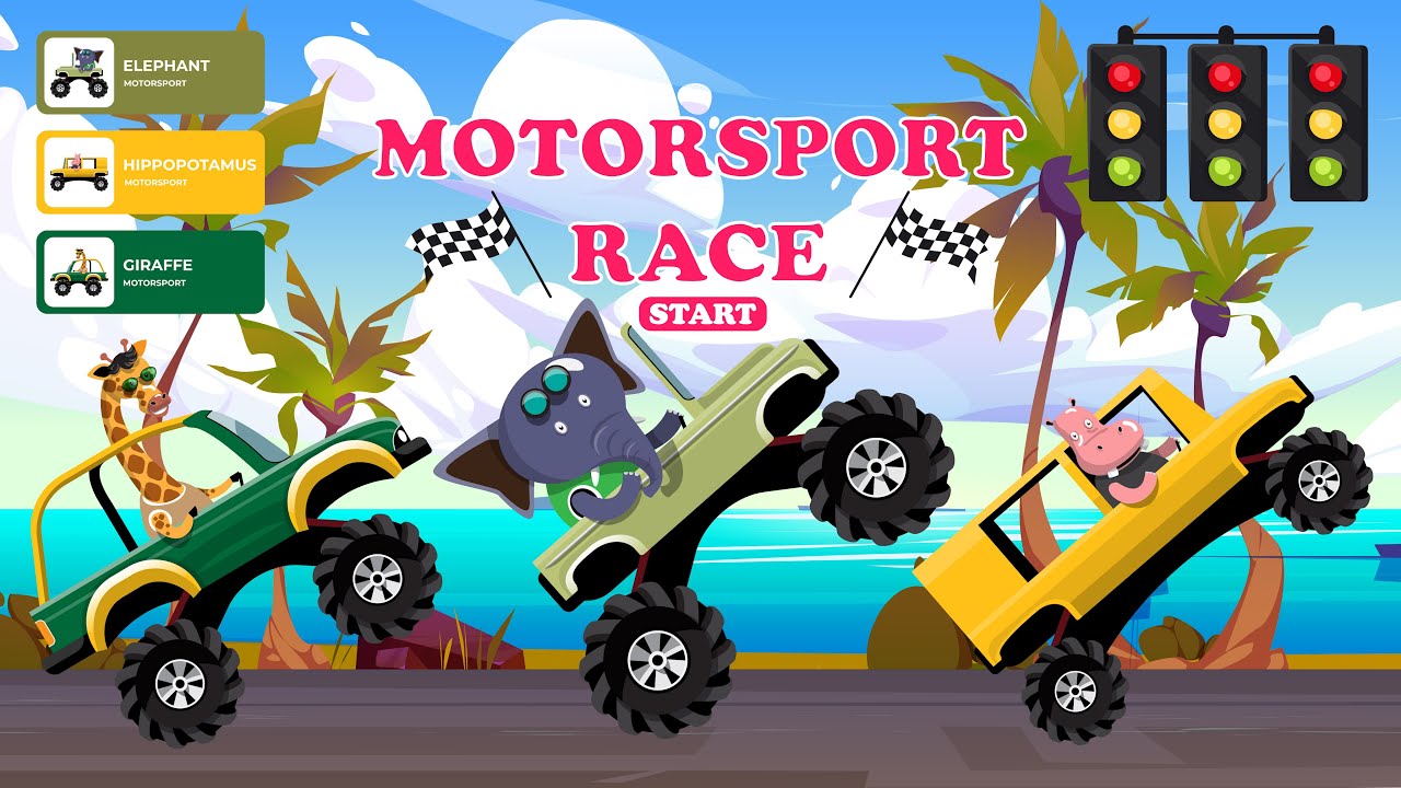 Elephant Wins the Race! | Funny Animal Car Race Animation | Nomad Vikas