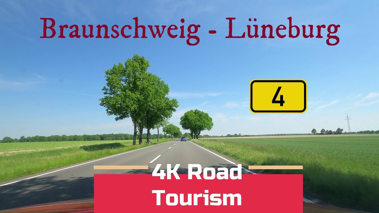 Driving Germany: B4 Braunschweig - Lüneburg - 4k scenic peaceful drive through North Germany