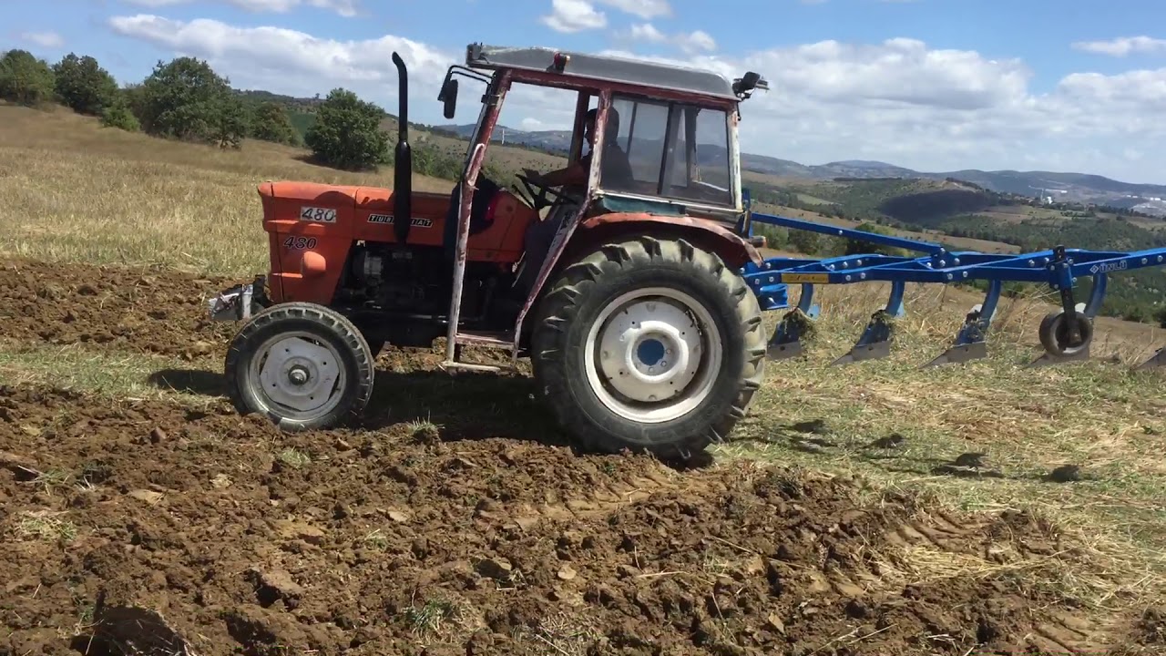 Türk Fiat 480 Geniş ara 5”li 8 numara ünlü pulluk ile çift sürümü 😱😱
