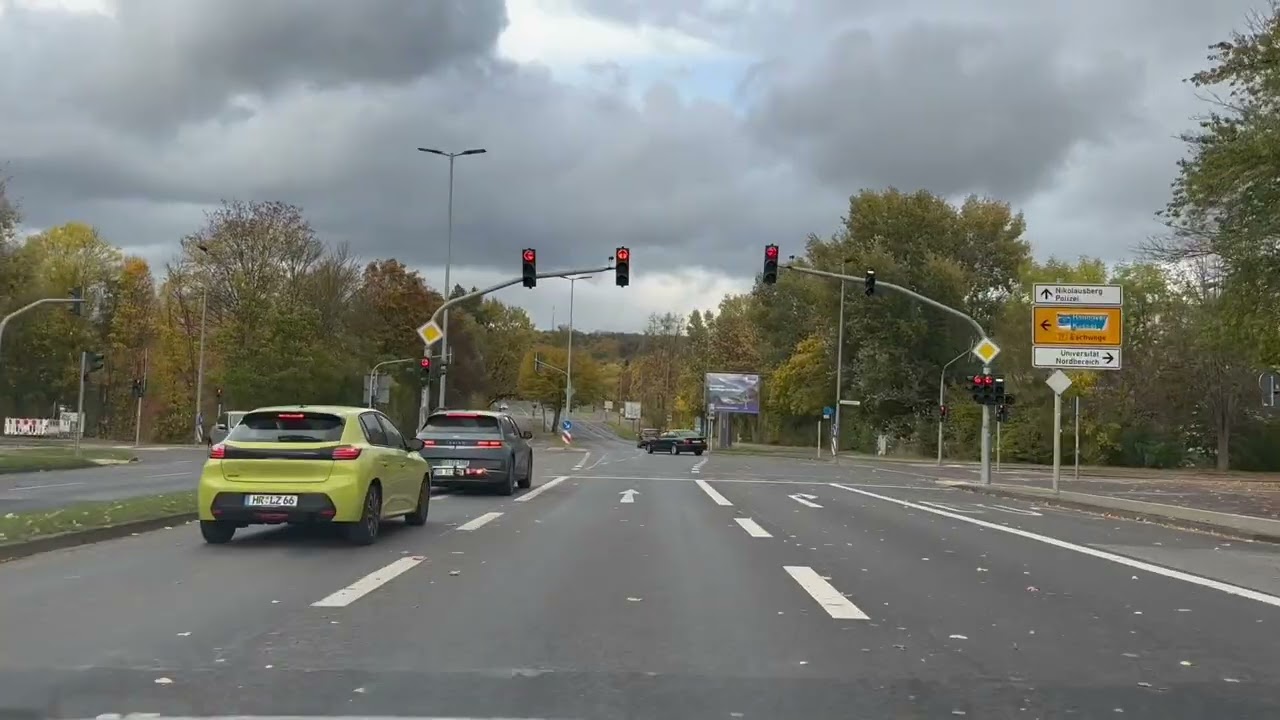 Beautiful Autumn (Herbst) Drive in Goettingen, Germany. Herbstfahrt in Deutschland