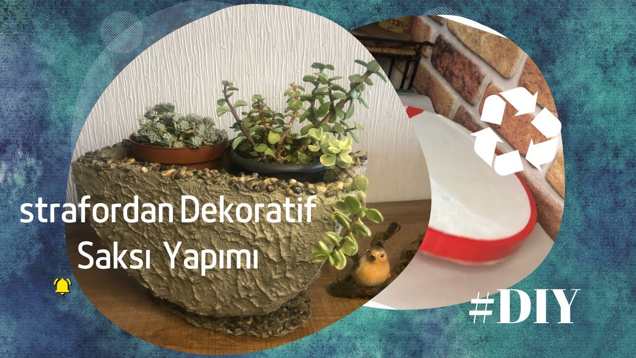 Çimento Ve Strafordan Geri Dönüşüm Saksı Yapımı