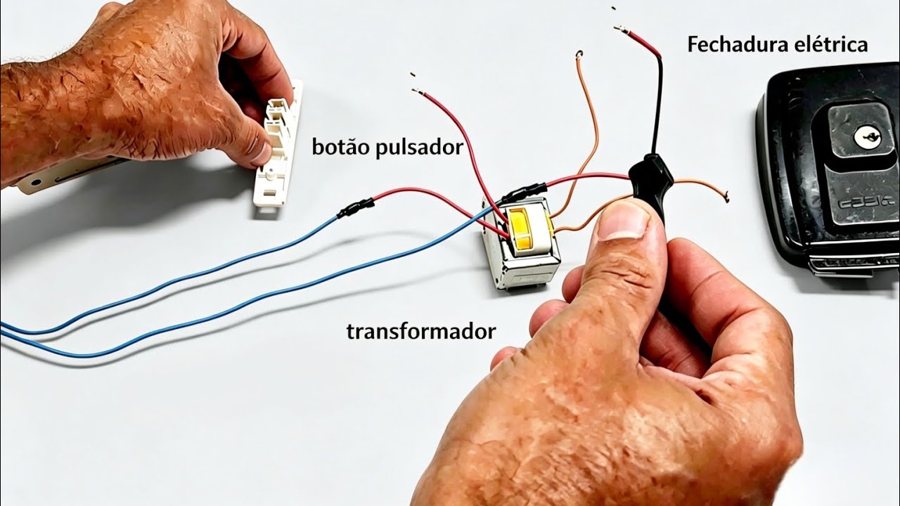 Como ligar fechadura elétrica usando transformador mais botão pulsador de campainha