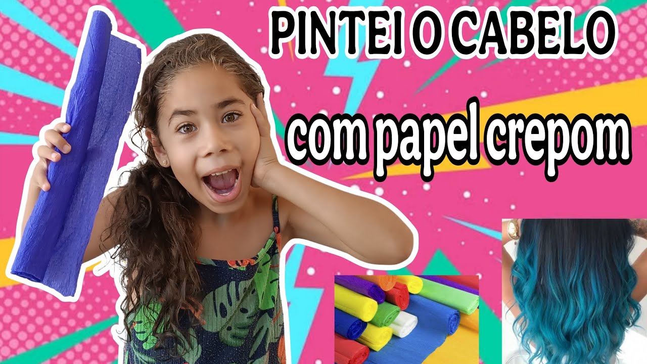 PINTEI MEU CABELO COM PAPEL CREPOM* pintando o cabelo de azul com papel crepom