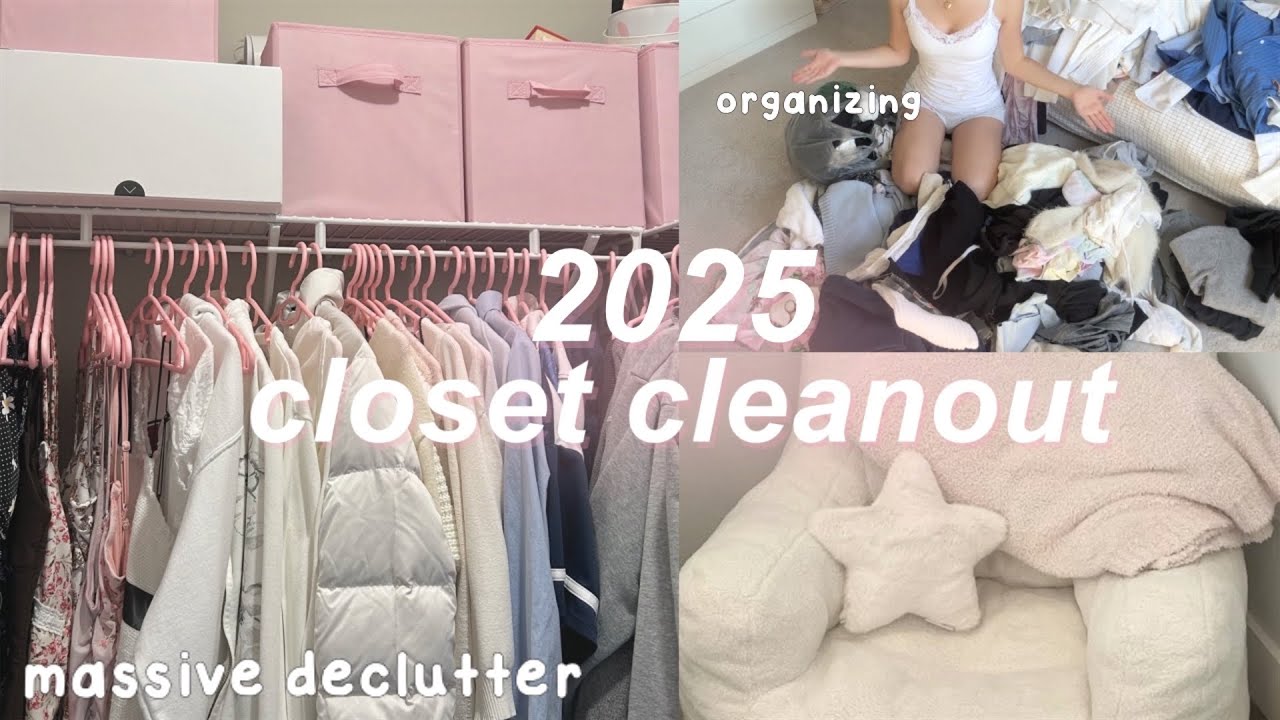 2025 CLOSET MAKEOVER 🧸 decluttering + cleaning (productive)
