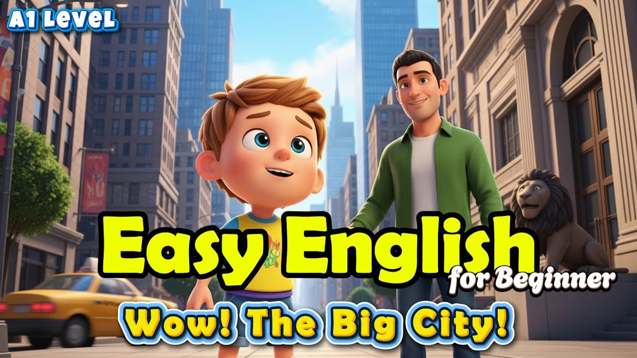 Shadowing English Practice - Easy A1 Story - City Adventure with Toby | #englishforbeginners